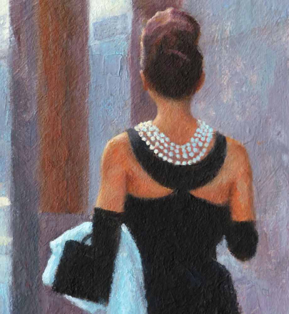 Holly Golightly, Breakfast at Tiffany's painting by Paul Milner (detail)